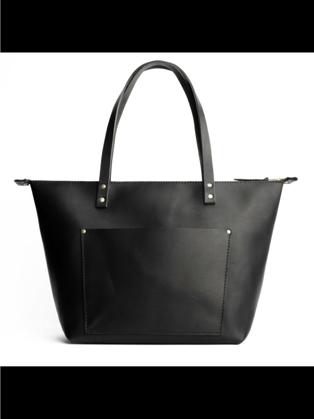 NWT Portland Leather goods zipped, medium smooth, black tote bag